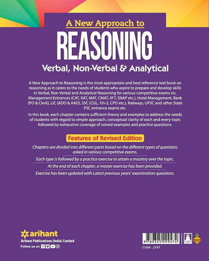 Arihant A New Approach to Reasoning – Verbal, Non-Verbal & Analytical (English)