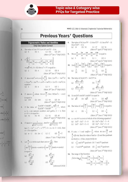 MTG 48+24 Years Mathematics JEE Main & JEE Advanced (Class 11-12) Chapterwise-Topicwise Previous Years Solved Papers [English]