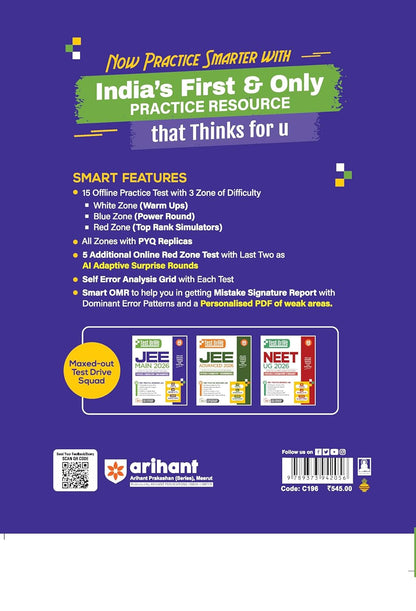 Arihant - JEE Main Exam 2026 Test Drive | 20 Tests, 16 Booklets, 1500 Questions (PCM) English Medium