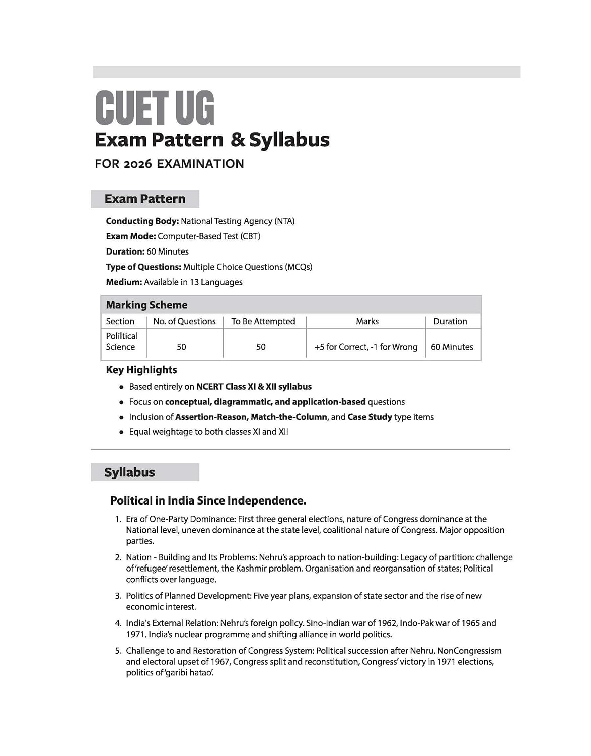 Arihant CUET UG 2026 Political Science Chapterwise Notes & Question Bank | English Medium