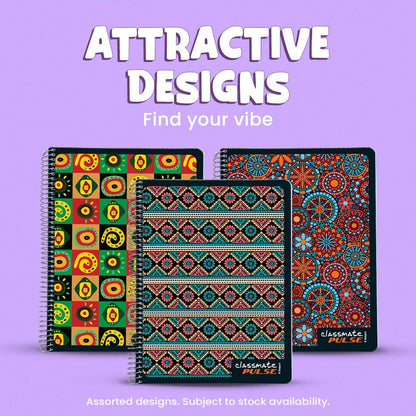 Classmate Pulse 6-Subject Spiral Notebook – 302 Pages, Unruled, Spiral Bound