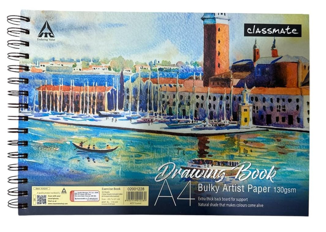 Classmate Bulky Artist Paper Drawing Book, A4 Size, 130 GSM, 100 Pages, Art Paper