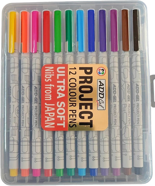 ADD Gel Project Ultra Soft Colour Pens 12 Colours | Smooth & Vibrant Gel Pens