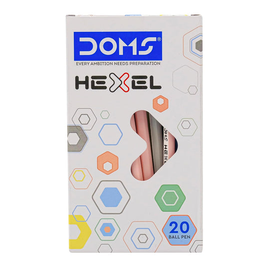 DOMS Hexel Ball Pen – Blue Ink | Box of 20 Pens | Smooth & Reliable Writing