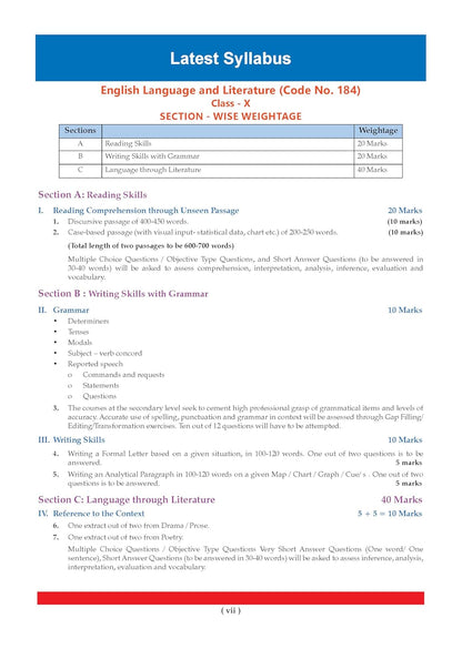 Oswaal CBSE Class 10 English Language & Literature Question Bank (2017–2026) | Chapter & Topic-wise Solved Papers | Includes 2026 Papers | Latest Syllabus 2027 | For 2027 Exam