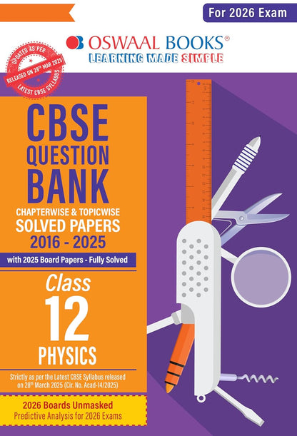 Oswaal CBSE Question Bank Solved Papers Class 12 Physics for Exam 2026
