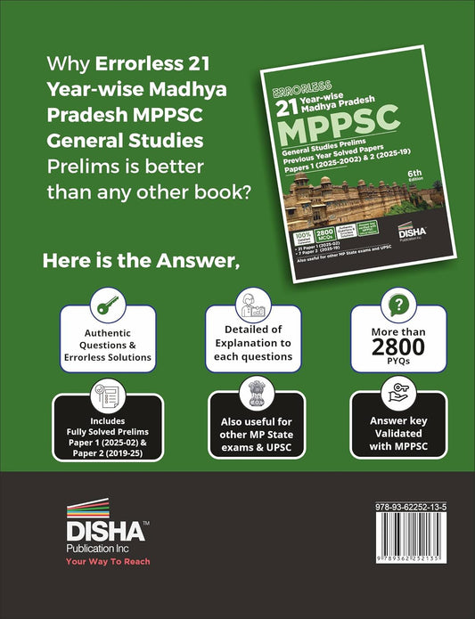 21 Years MPPSC (Year-wise) – Disha Publication, 6th Edition