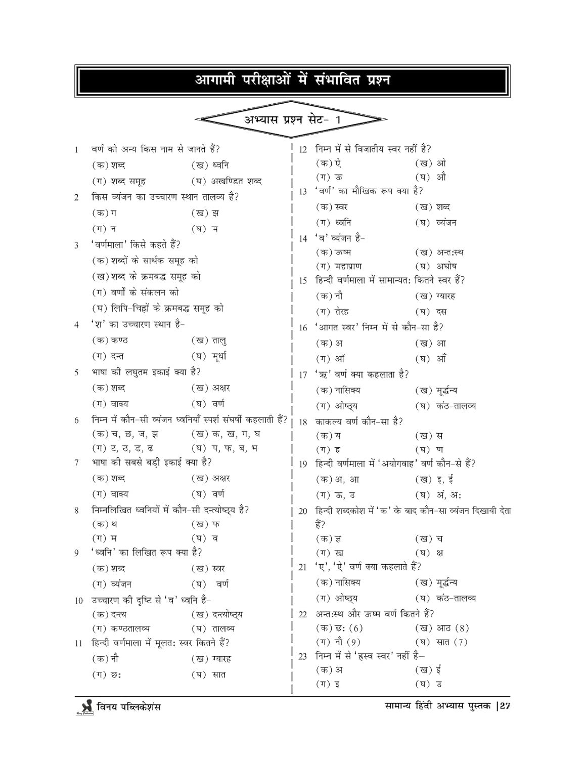 Nidhi Publishing – Samanya Hindi Abhyas Pustika 2025 (4500+ Questions) Hindi Medium