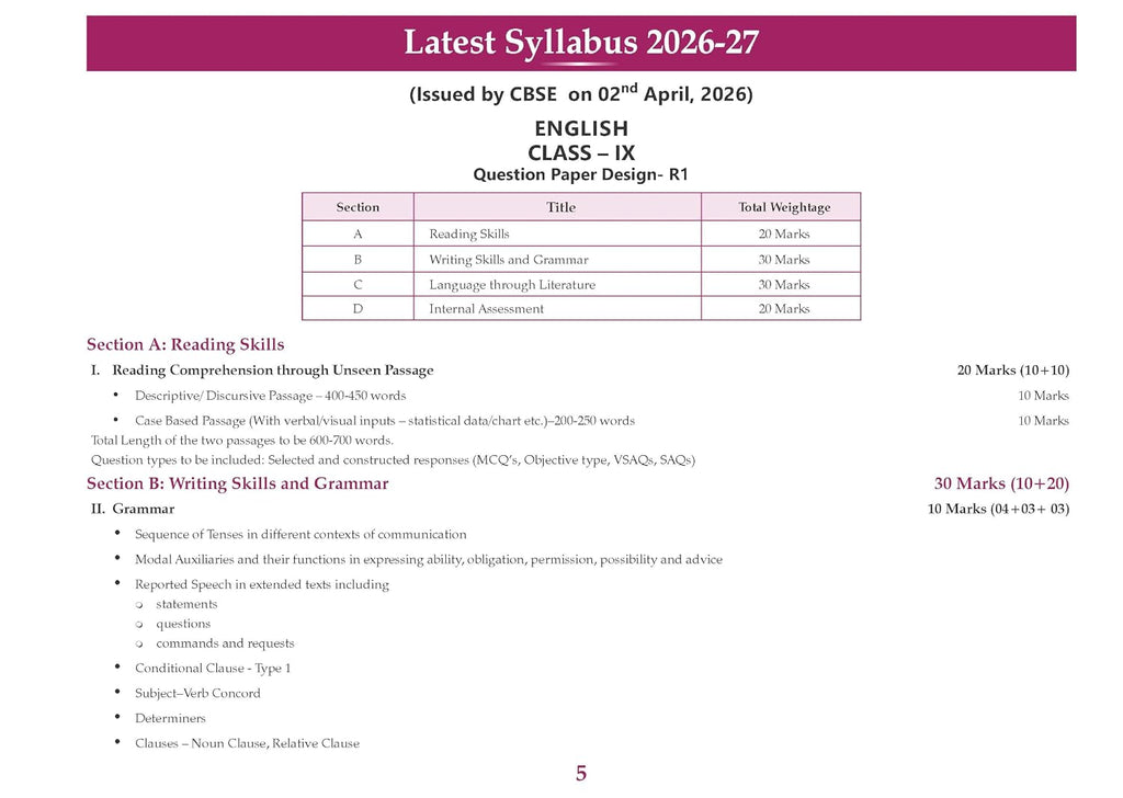 Oswaal CBSE Workbook English R1 Kaveri Class 9 (English Medium)
