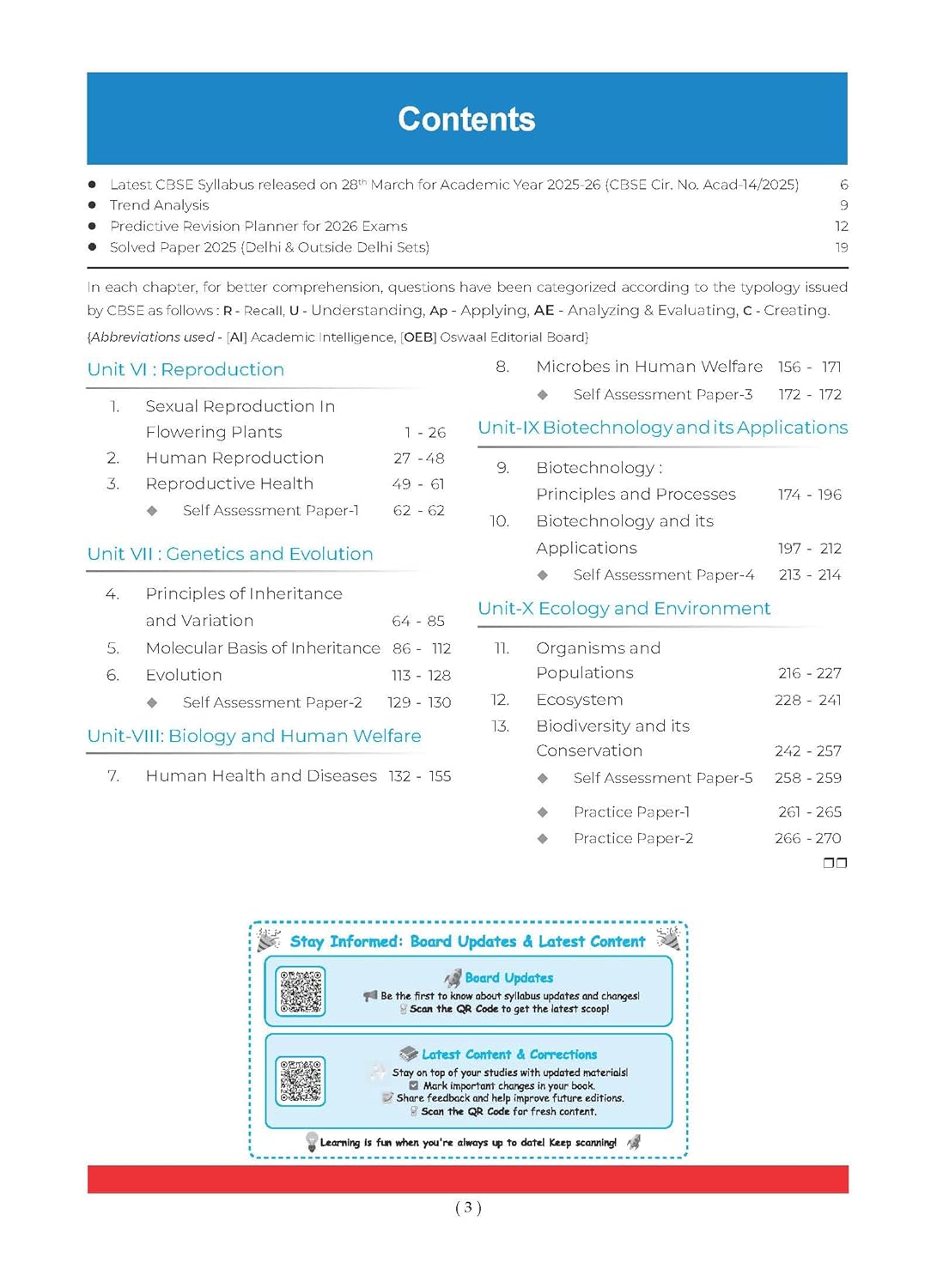 Oswaal CBSE Question Bank Chapterwise and Topicwise Solved Papers Class 12 Biology