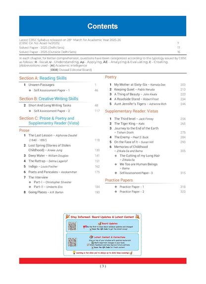 Oswaal CBSE Question Bank Class 12 English Core Solved Papers 2026