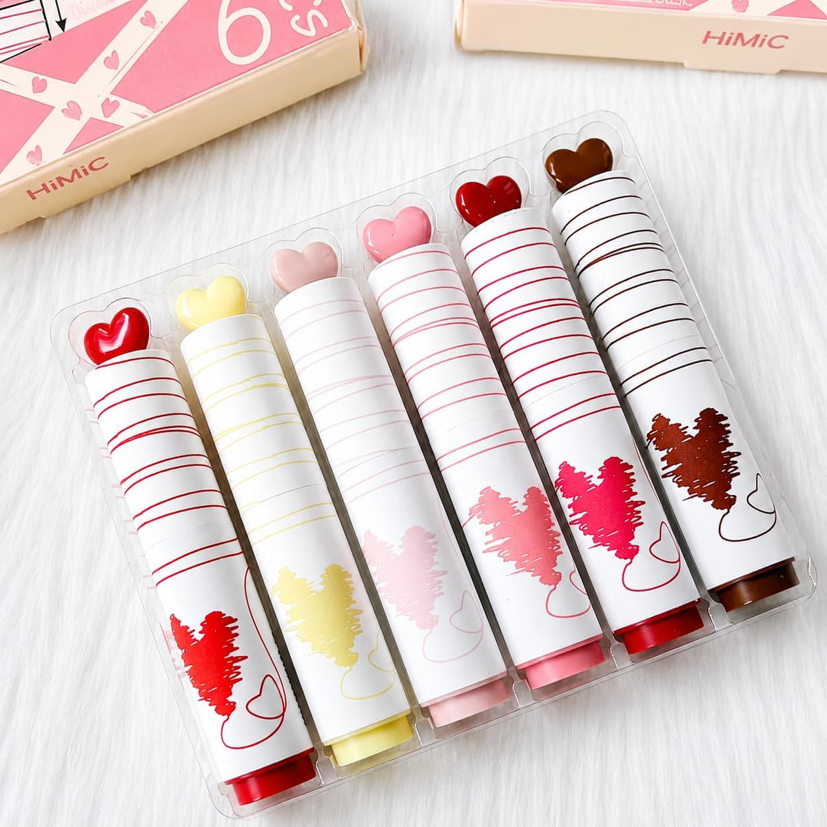 Pastel Dual-Tone Highlighter Set of 6 | Heart Design | Multicolor Highlighters
