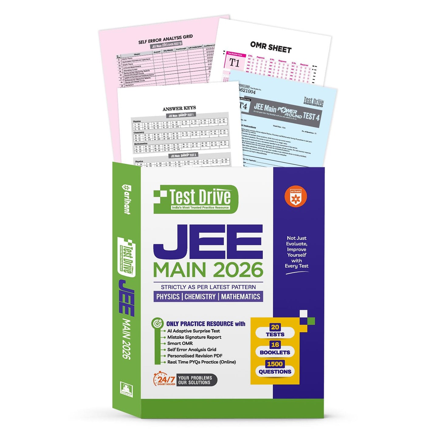 Arihant - JEE Main Exam 2026 Test Drive | 20 Tests, 16 Booklets, 1500 Questions (PCM) English Medium
