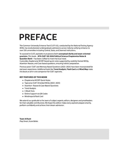 Arihant CUET UG 2026 Political Science Chapterwise Notes & Question Bank | English Medium