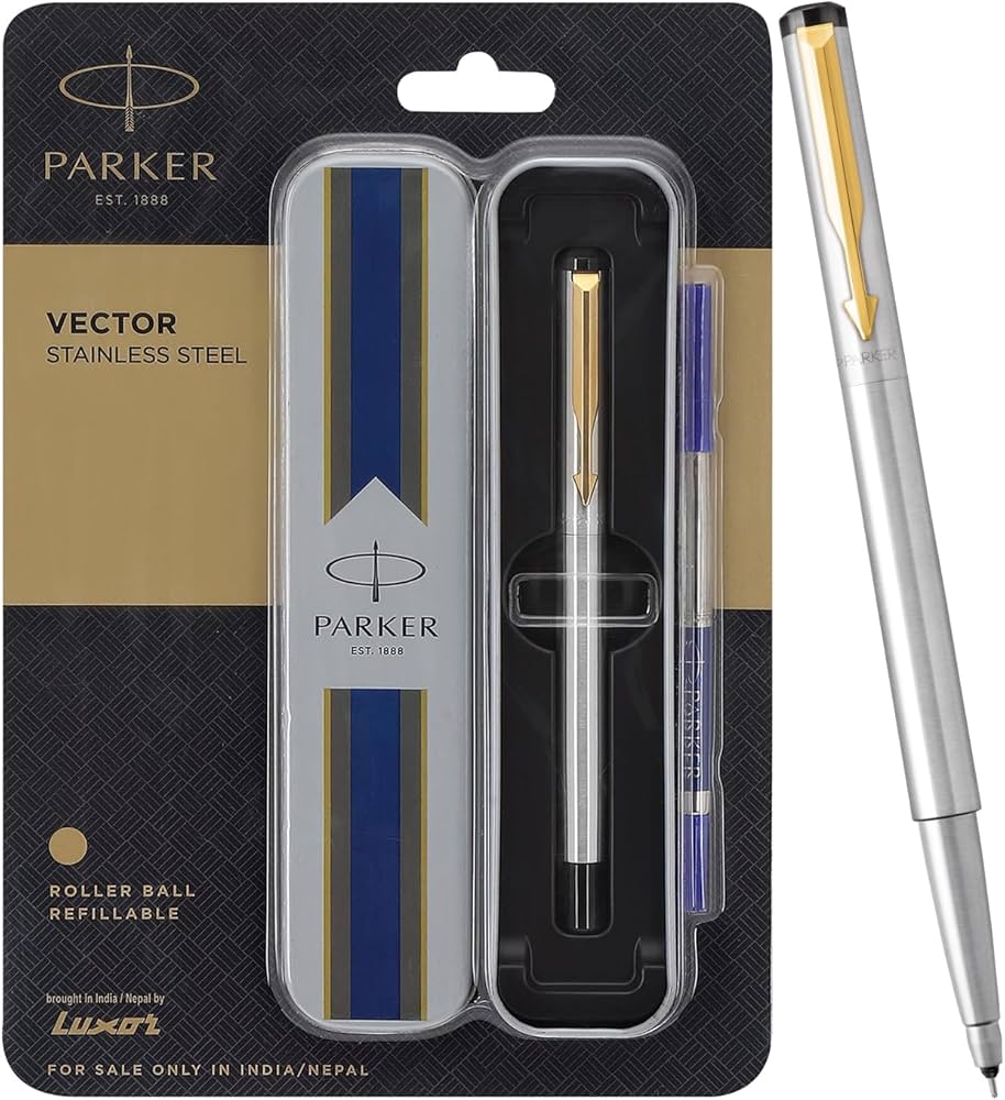 Parker Vector Stainless Steel Roller Ball Pen – Premium Smooth Writing Pen