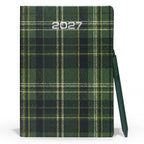 Premium 2027 A5 Diary with Pen | Green Checkered Design | Diwali & Corporate Gift