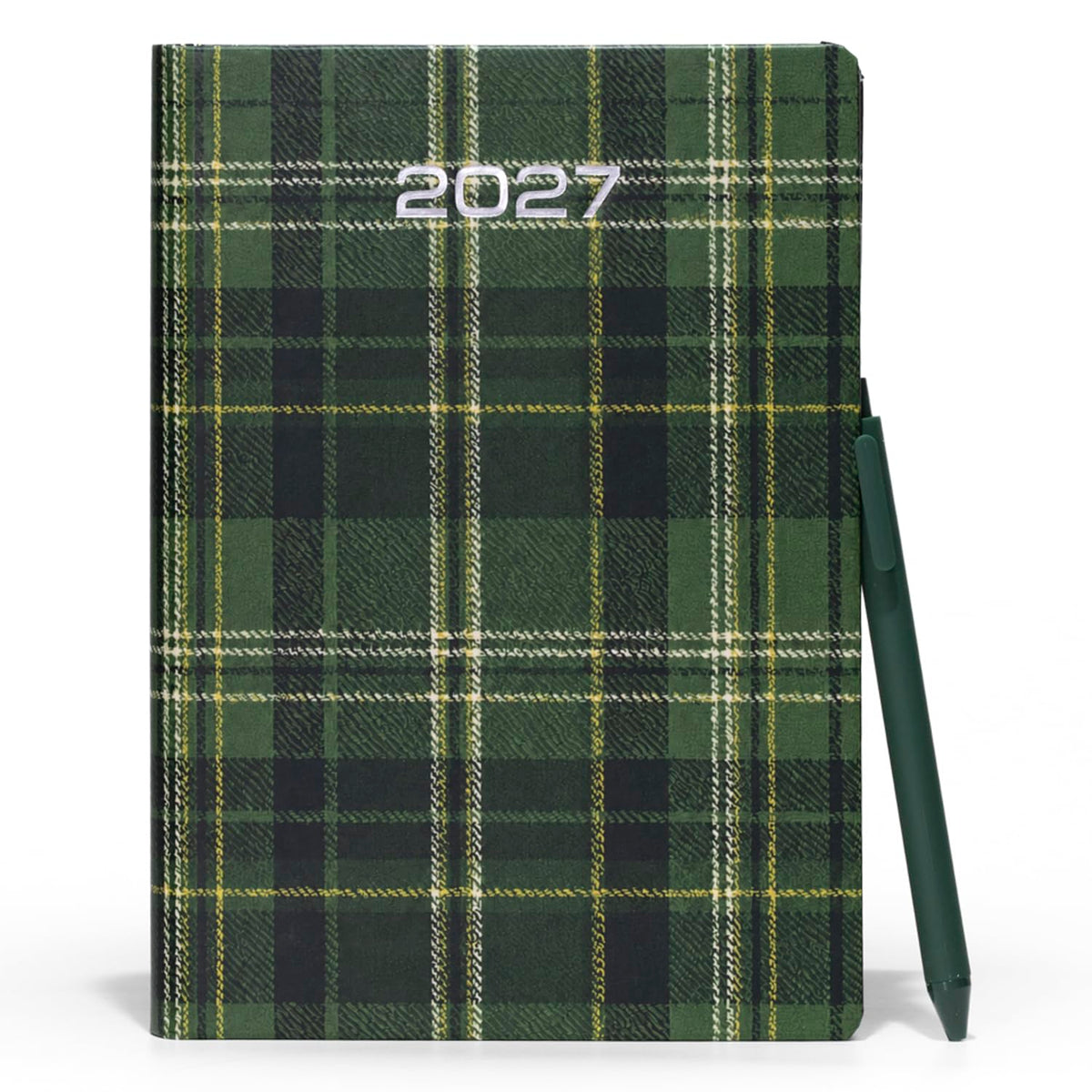Premium 2027 A5 Diary with Pen | Green Checkered Design | Diwali & Corporate Gift