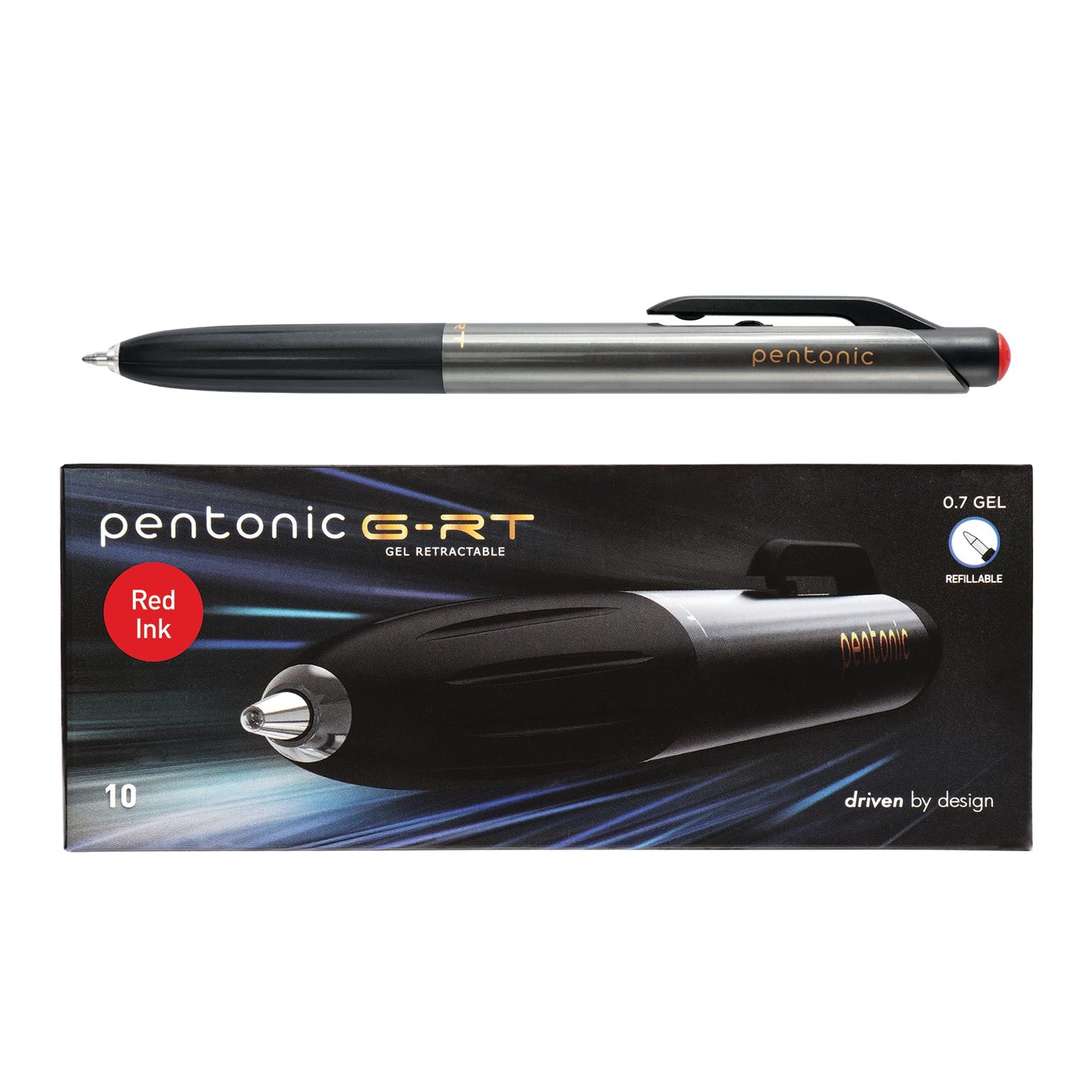 Pentonic G-RT Gel Retractable Pen 10 Units Red