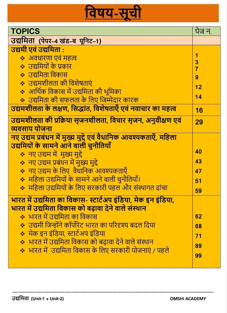 Omshi Academy Udyamita, Vyavsayik Sangathan Evam Prabandhan | MPPSC Mains 2024–25 | Paper 4 Part-B | Unit 1 & Unit 2 | Hindi Medium