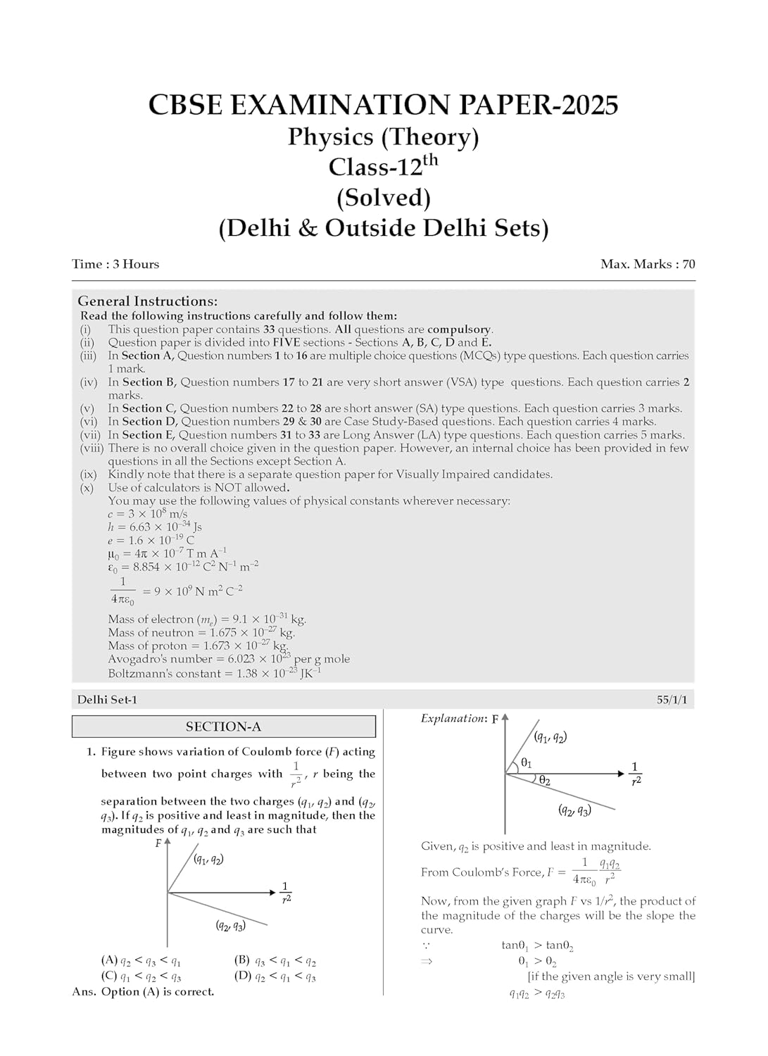 Oswaal CBSE (Class-12) 10 Years Solved Papers (2016–2025) Set of English, Physics, Chemistry & Mathematics 2026[English]