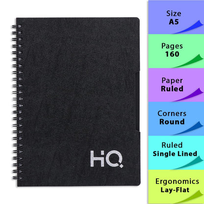 Navneet HQ A5 Diary Case Bound Notebook – Size (14.8 × 21 cm), 160 Pages | Single Line