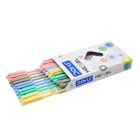 DOMS Hexel Ball Pen – Blue Ink | Box of 20 Pens | Smooth & Reliable Writing