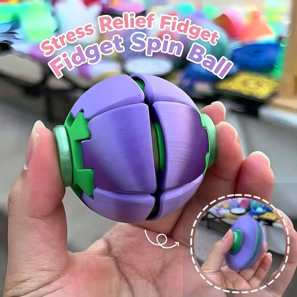 Press to Spin Fidget Spinner Ball | 360° Rotating Transformable Sensory Stress Relief Toy for Kids & Adults | Multicolor