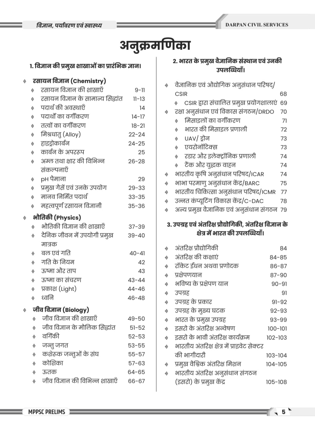 Darpan Publication MPPSC Prelims Unit-7 | Vigyan, Paryavaran evam Swasthya | Hindi Medium