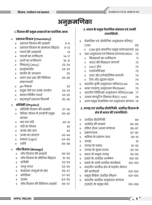 Darpan Publication MPPSC Prelims Unit-7 | Vighyan, Paryavaran evam Swasthya | Hindi Medium