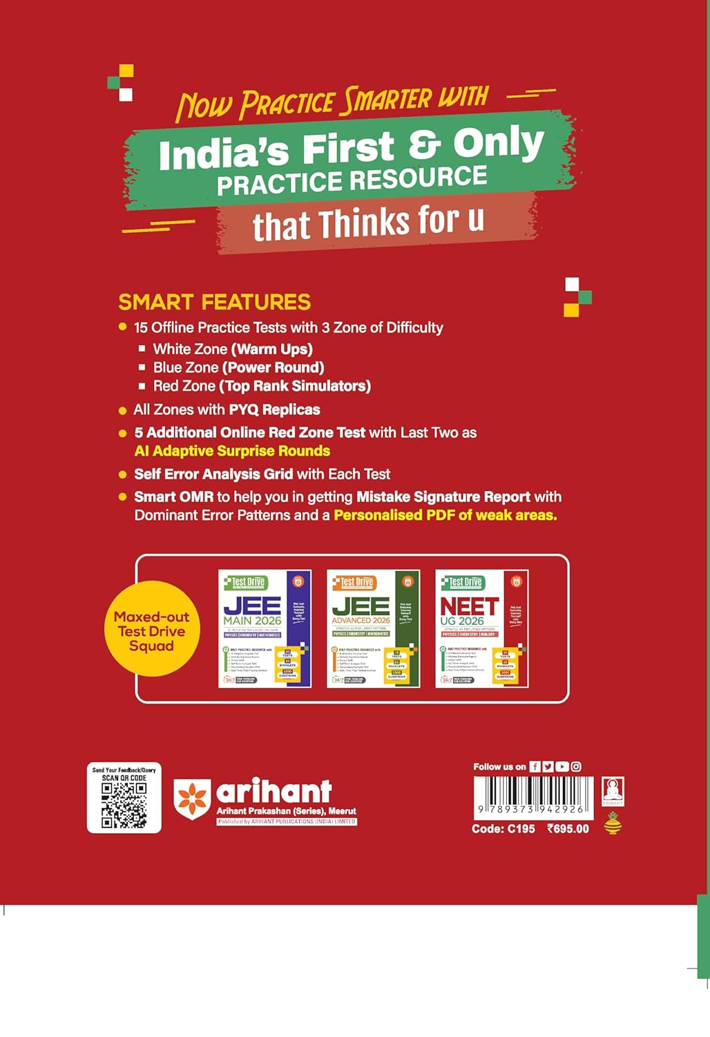 Arihant - NEET (UG) 2026 Test Drive | 20 Tests, 16 Booklets & 3600 Questions (PCB) English Medium