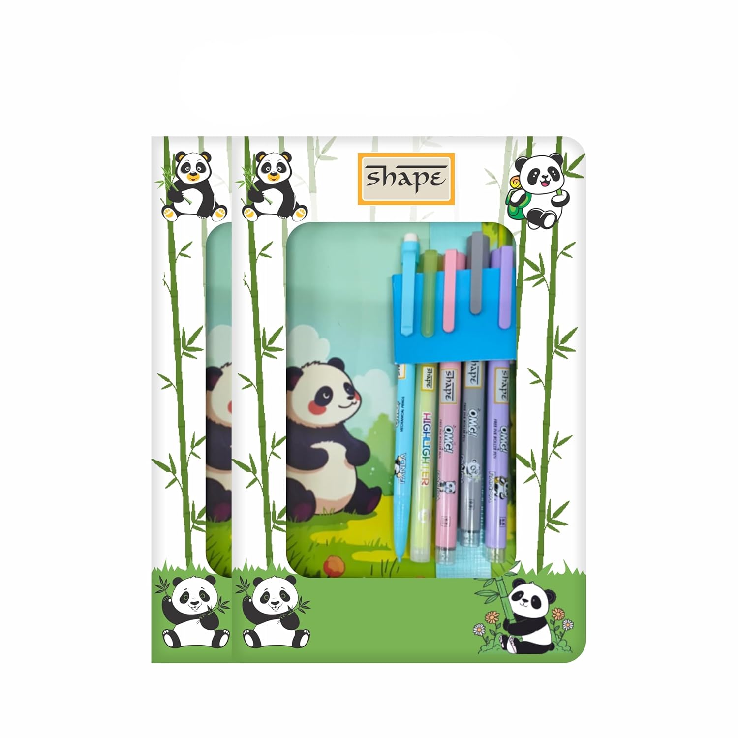 SHAPE Panda Stationery Gift Set Notebook with Colour Pen Kids School Kit, Return Gift & Creative Set