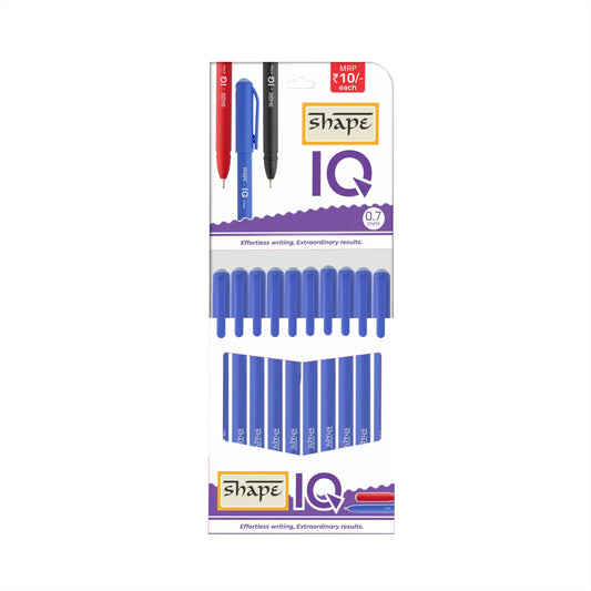 Shape Ball Pen – Pack of 10 (Blue) | Smooth Writing & Comfortable Grip
