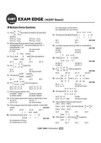 Arihant CUET UG 2026 Mathematics | Chapterwise Notes & Question Bank | English Medium