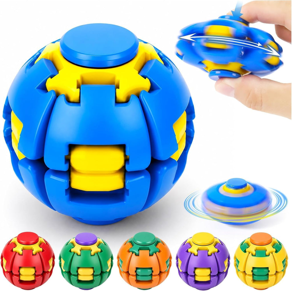 Press to Spin Fidget Spinner Ball | 360° Rotating Transformable Sensory Stress Relief Toy for Kids & Adults | Multicolor