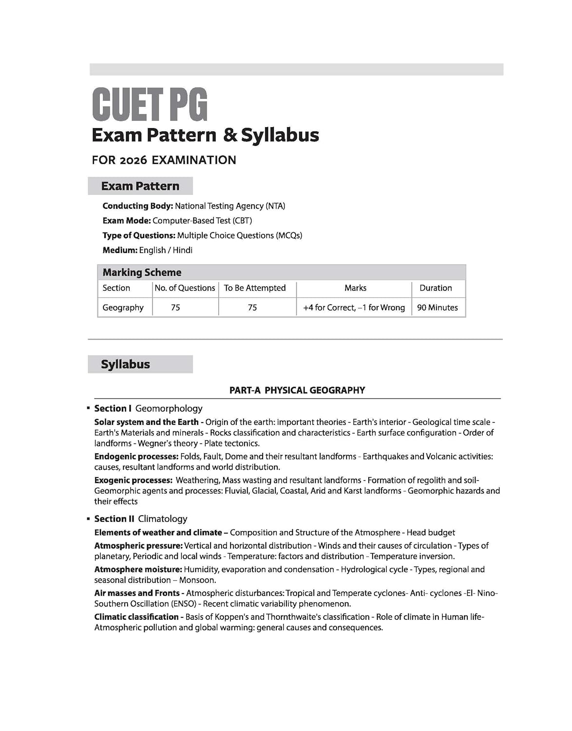 Arihant CUET PG 2026 Geography Chapterwise Notes & Question Bank | English Medium