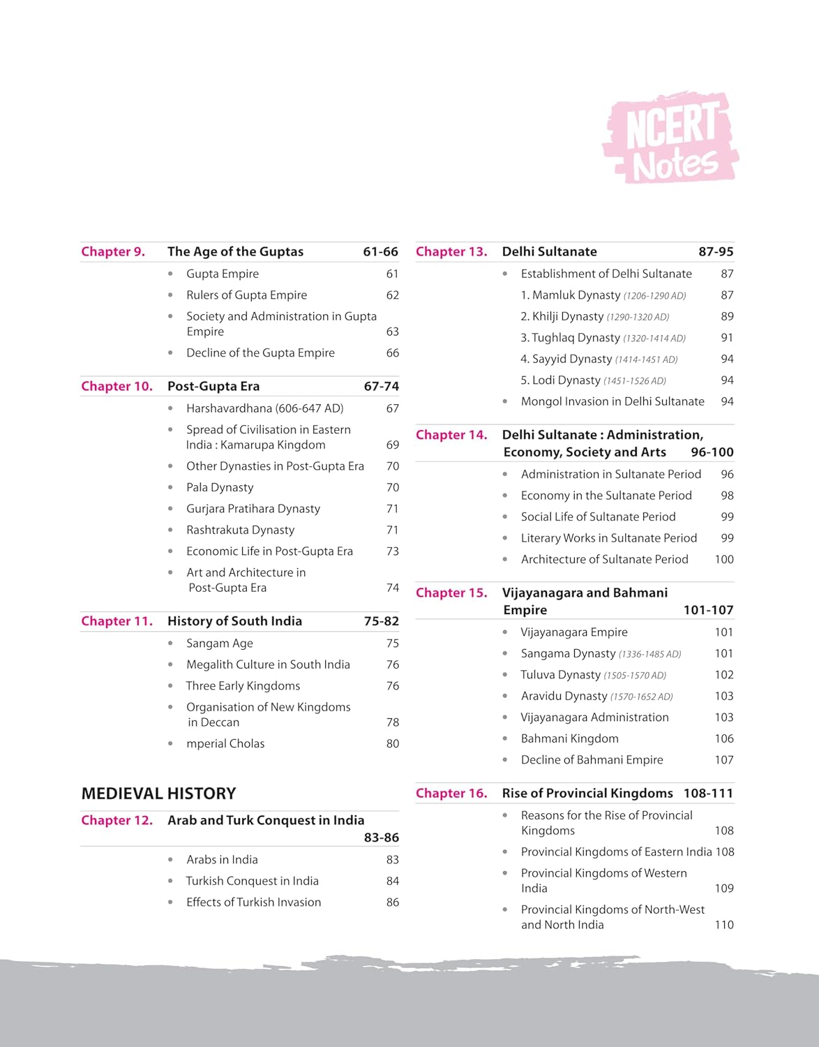 Arihant NCERT Notes Indian History Class 6–12(Old+New)2nd Edition(English)