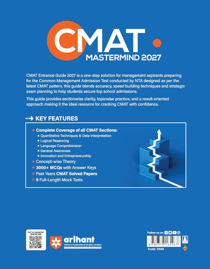Arihant CMAT Mastermind 2027 Crack CMAT With Concept Clarity & Speed 3000+ MCQs Edition 2027 (English Medium)