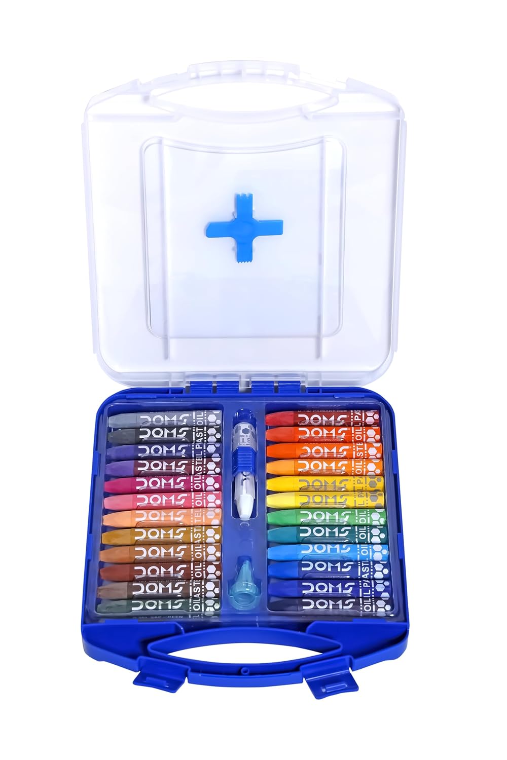 Doms Oil Pastels – 25 Shades | Hard Plastic Case | Free Pastel Holder & Sharpener