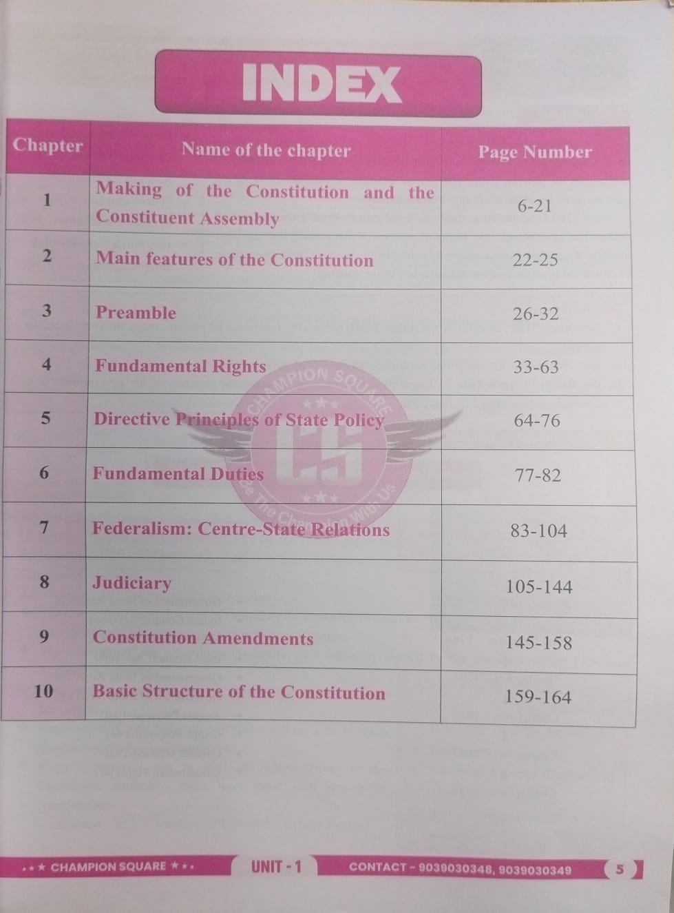 Champion MPPSC Mains Exam Paper-2 Part-A Unit-1 Constitution, Governance, Political & Administrative Structure (Indian Polity) By Sunil Singune Sir (English Medium)