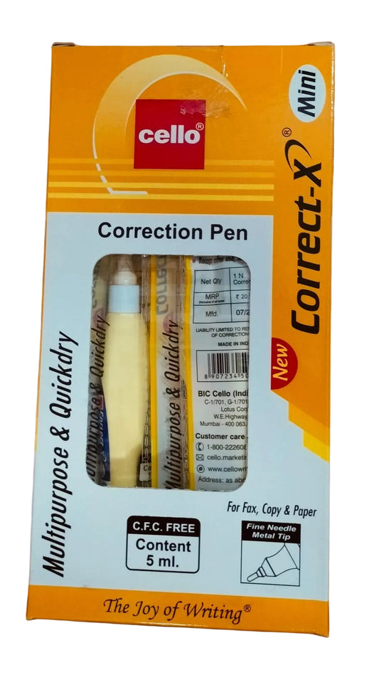 Cello Multipurpose & Quick Dry Correction Pen Mini – Pack of 10 Pieces