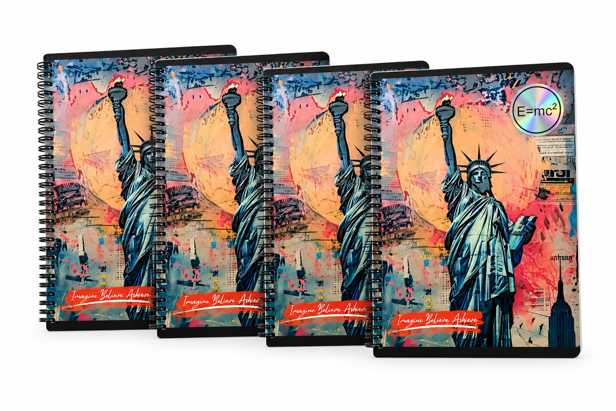 B3 Books [400 White Pages] Spiral Notebook Combo of 4 | Front Cover Design Vary (Ruled)