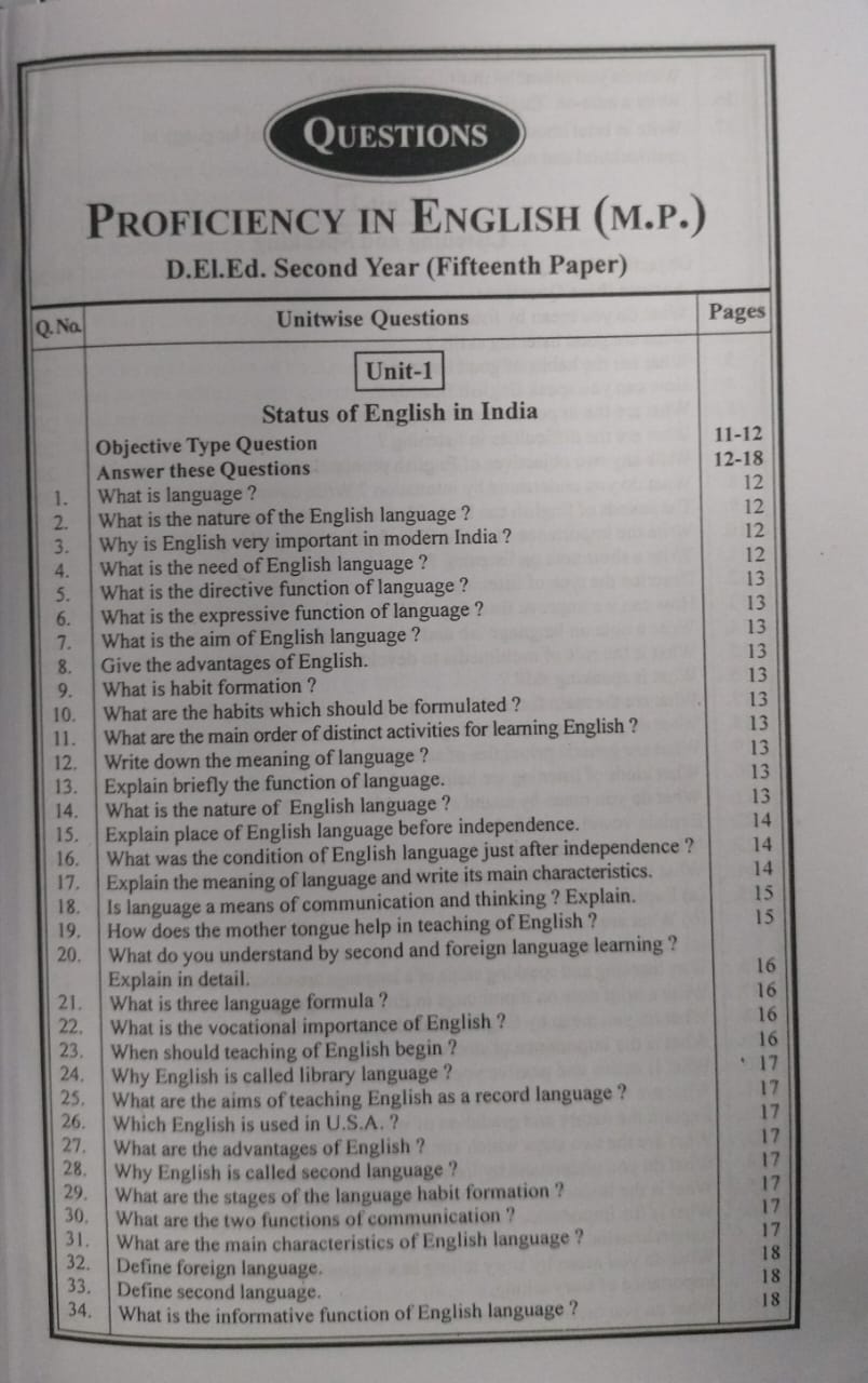 Navbodh DLED 2nd Year – Proficiency in English (Paper 15) [English]