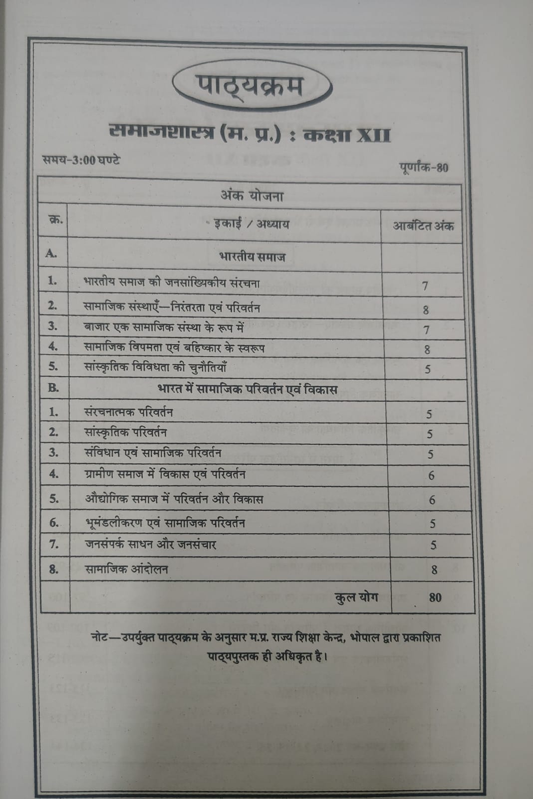 Navbodh Pariksha Bodh Samajshastra Class 12 2027 (Hindi Medium)