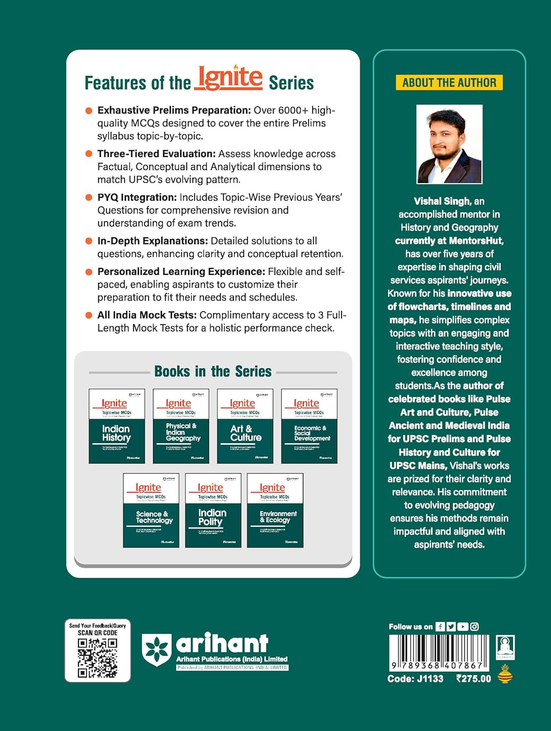 Arihant Ignite Art & Culture Topicwise MCQs Pre (English Medium)