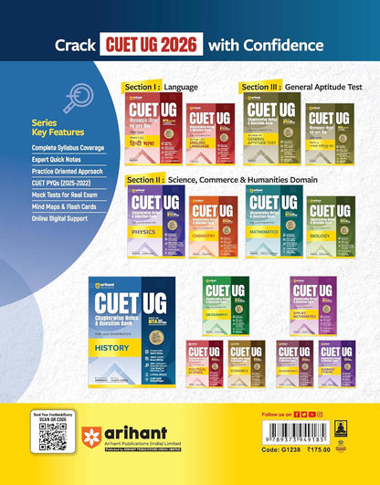 Arihant CUET UG 2026 History Chapterwise Notes & Question Bank | English Medium