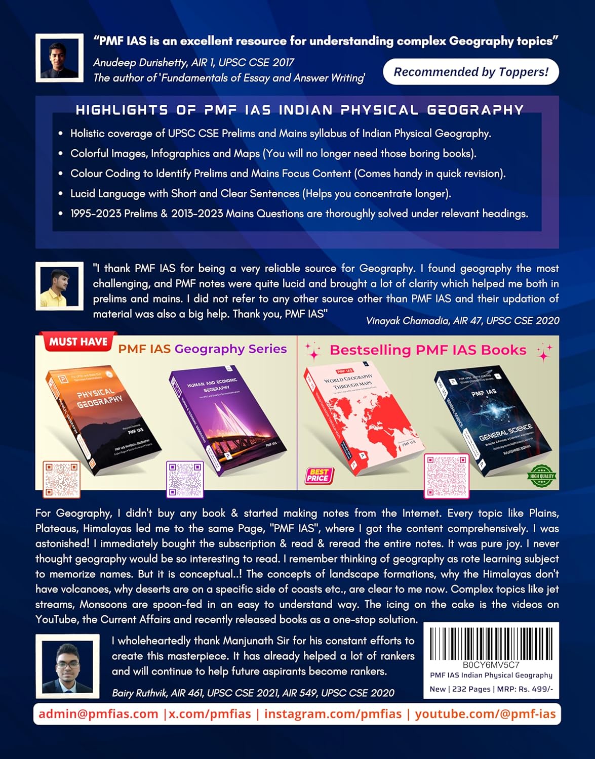 PMF IAS - Indian Physical Geography (1st Edition) by Manjunath Thamminidi | English Medium