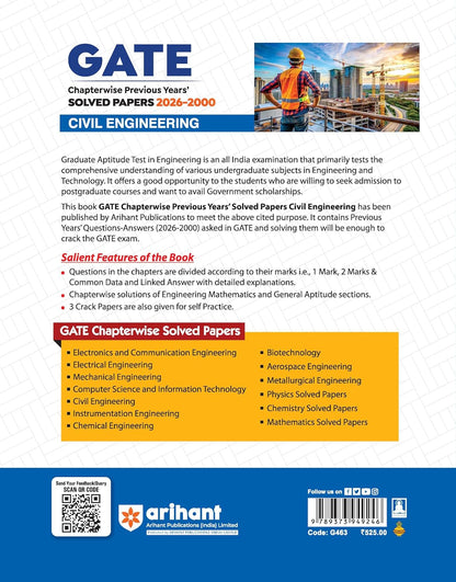 Arihant - GATE Civil Engineering by Ajay Kumar Chapterwise Solved Papers (2000–2026) | (English Medium)