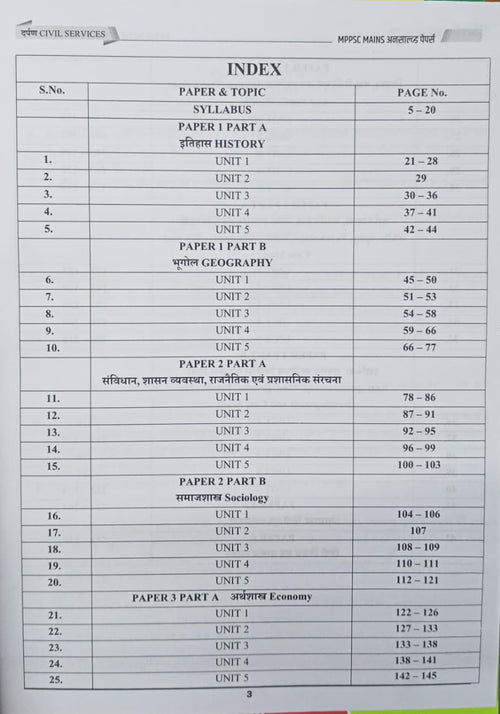 Darpan MPPSC Mains Unsolved papers (PYQs) Book – Hindi & English (1989–2024)