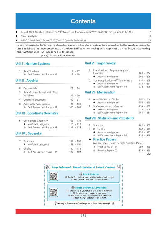 Oswaal CBSE Question Bank Class 10 Mathematics | Solved Papers 2016–2025