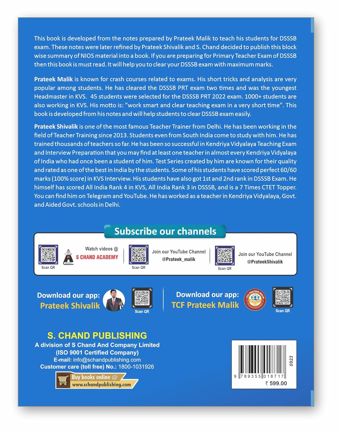 S.Chand DSSSB NIOS Summary Book (Bilingual) by Prateek Malik & Prateek Shivalik | Hindi & English Medium